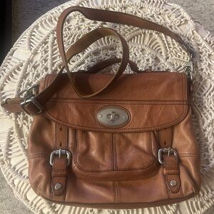 Fossil Brown Leather Crossbody Bag
